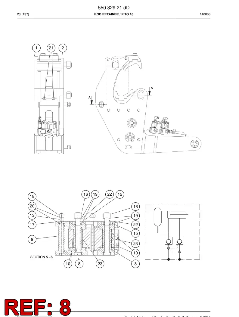 55082929 550 829 29 Hollow shaft - Sandvik Technical Drawing
