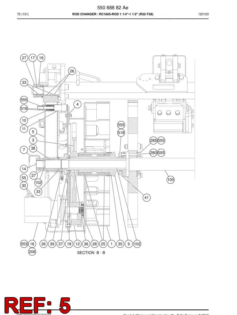 55082999 550 829 99 Swing arm - Sandvik Technical Drawing