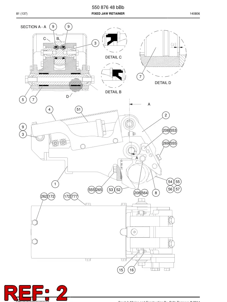 55083070 550 830 70 Jaw - Sandvik Technical Drawing