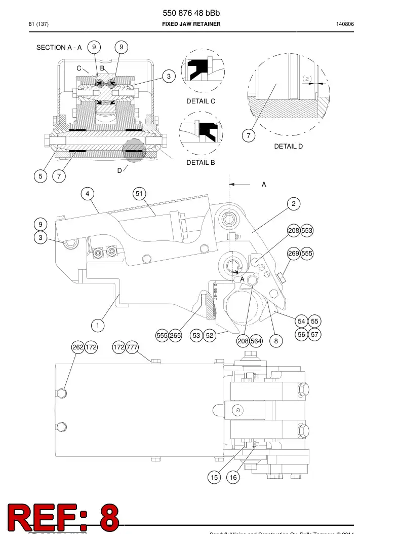 55083083 550 830 83 Plate, Guide - Sandvik Technical Drawing