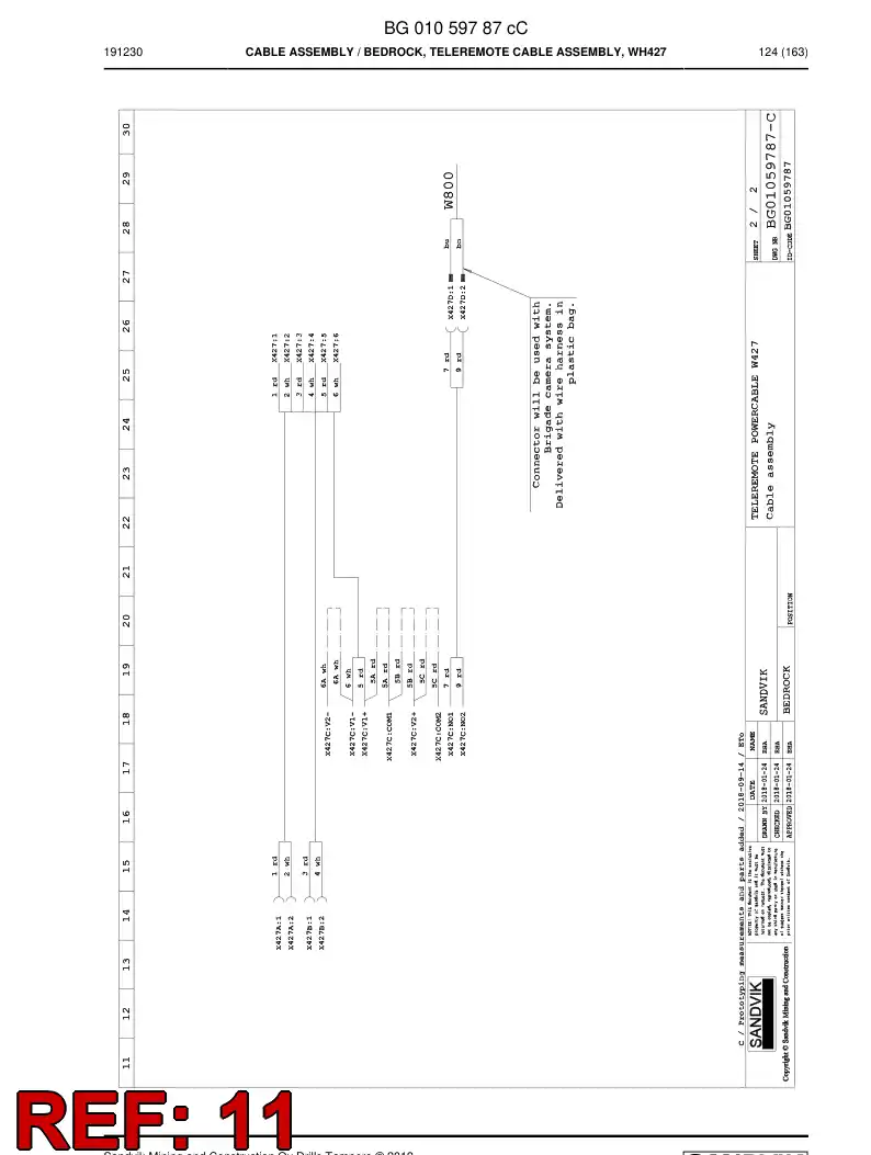 55083152 550 831 52 Cable, Prewired Plug - Sandvik Technical Drawing