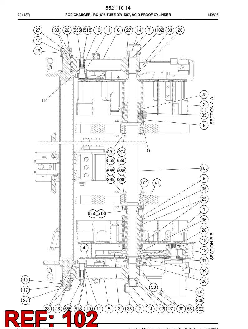 55083186b 550 831 86b Shaft - Sandvik Technical Drawing