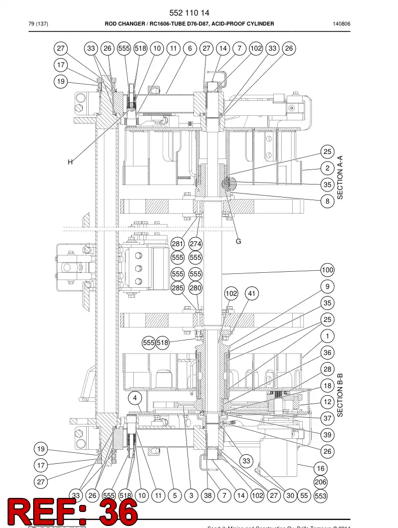 55083327 550 833 27 Spline - Sandvik Technical Drawing