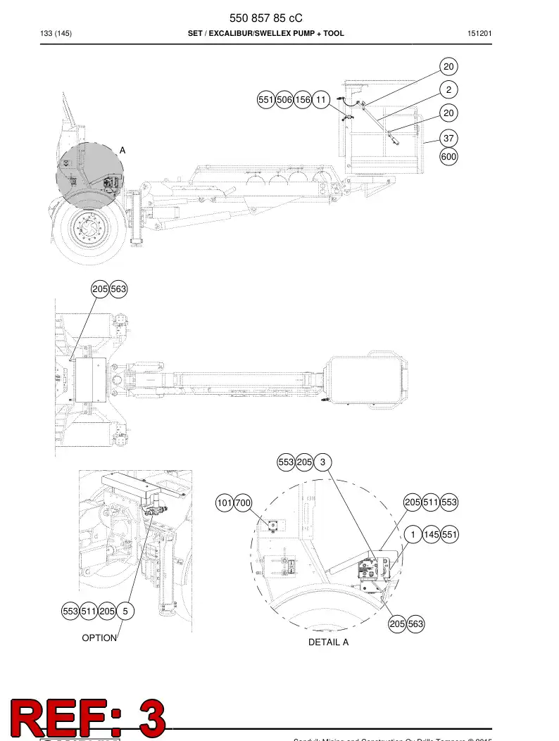 55083665a 550 836 65a Bracket, Mounting - Sandvik Technical Drawing