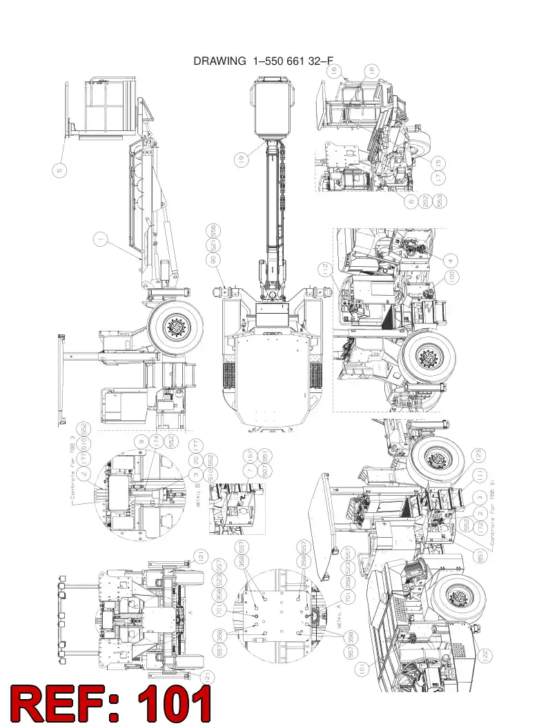 55083694 550 836 94 CONTROL OF HYDRAULIC JACK - Sandvik Technical Drawing