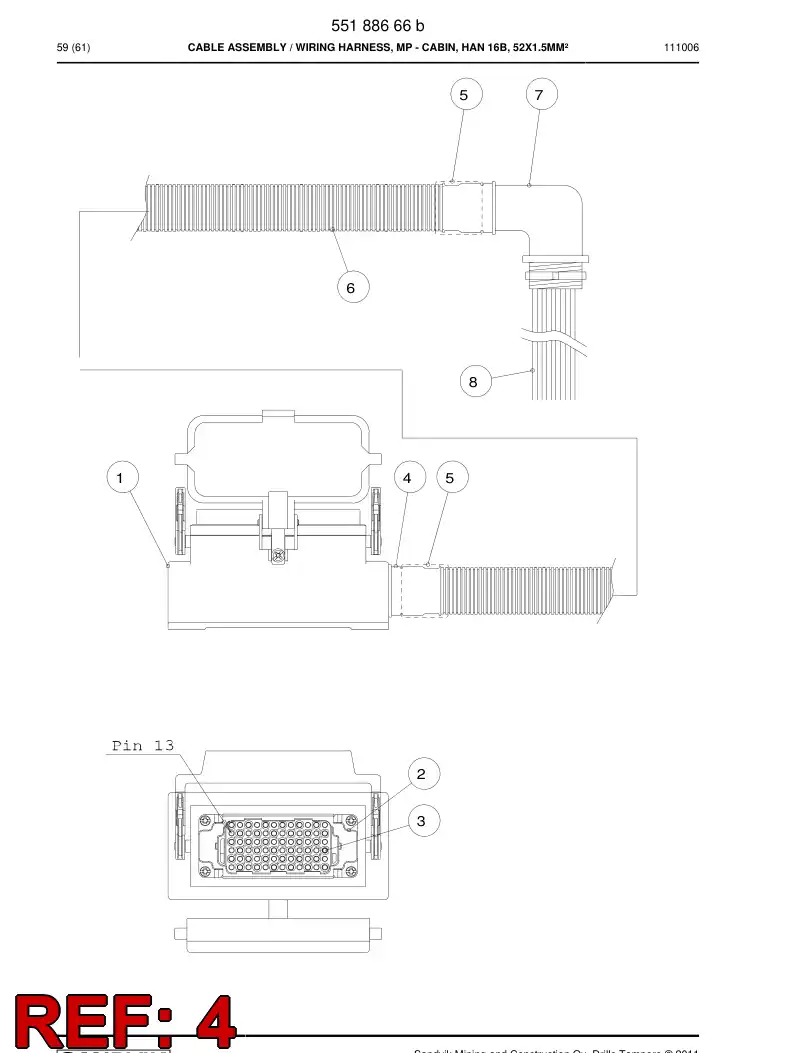 55083847 550 838 47 Entry, Cable - Sandvik Technical Drawing
