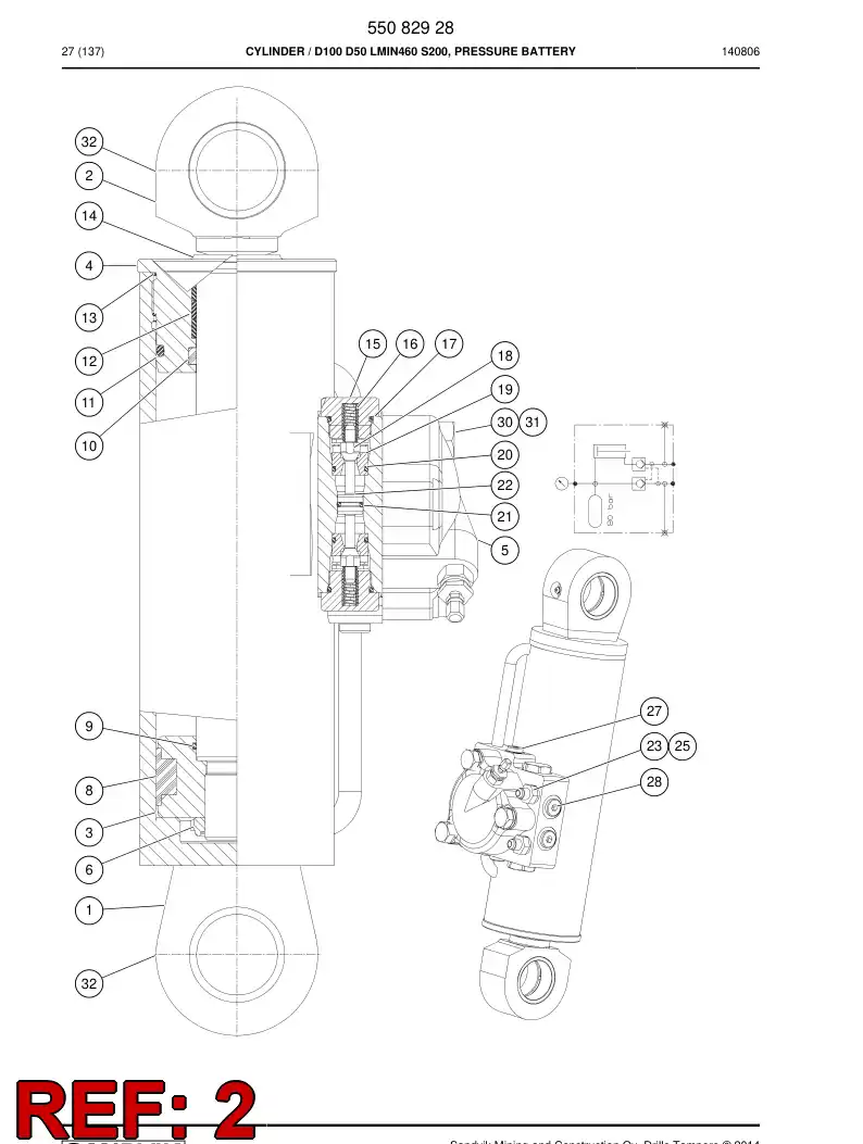 55083853 550 838 53 PISTON ROD - Sandvik Technical Drawing