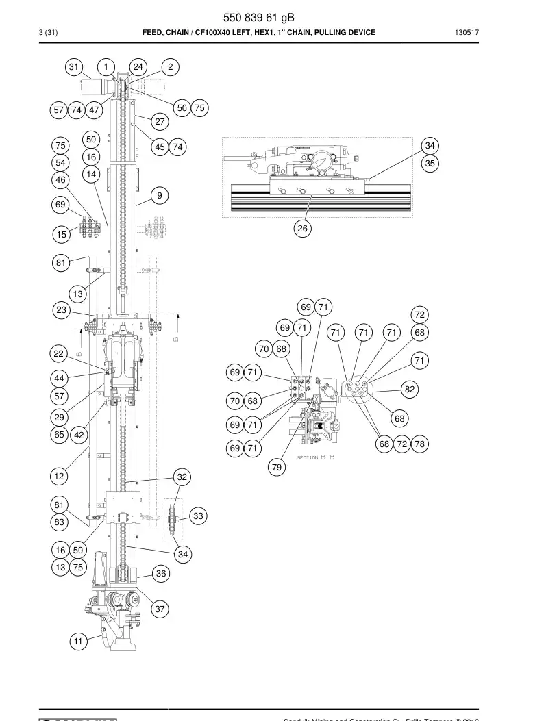 55083961g 550 839 61g Feed, Chain - Sandvik Technical Drawing