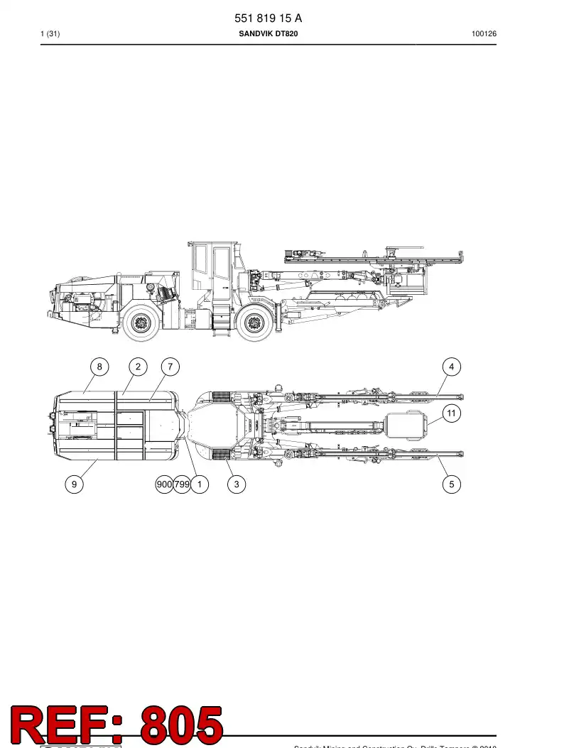 55083985a 550 839 85a Hosing - Sandvik Technical Drawing