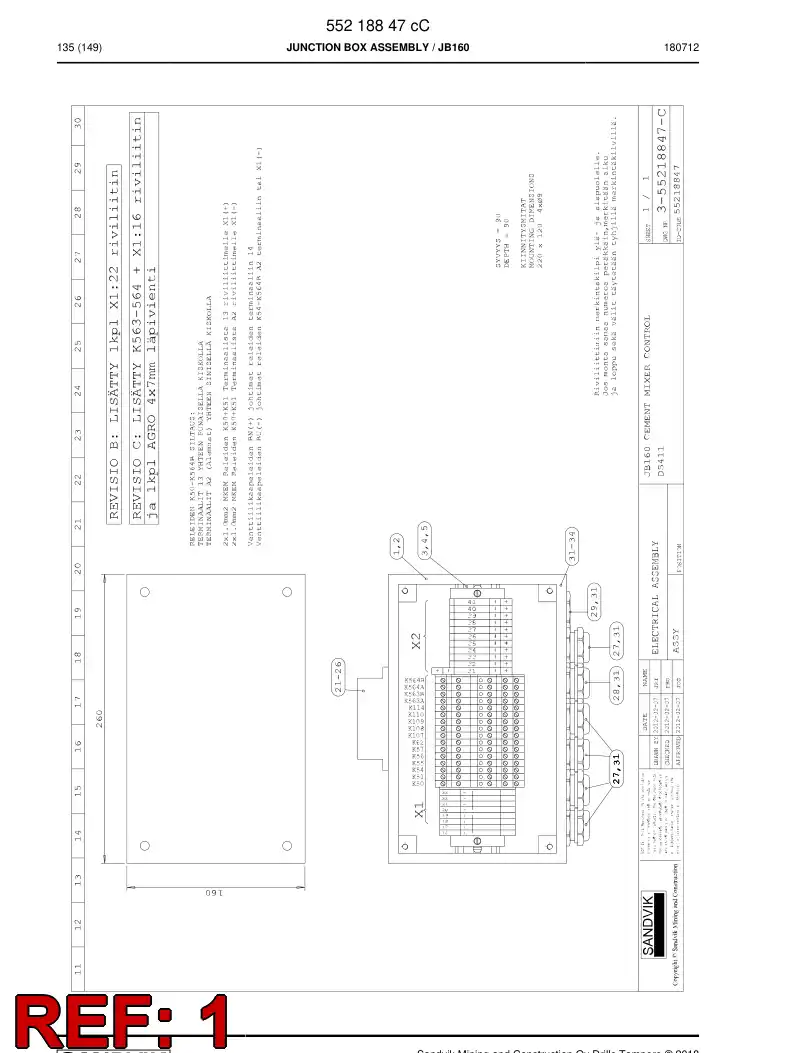 55084105a 550 841 05a Enclosure, Stainless Steel - Sandvik Technical Drawing