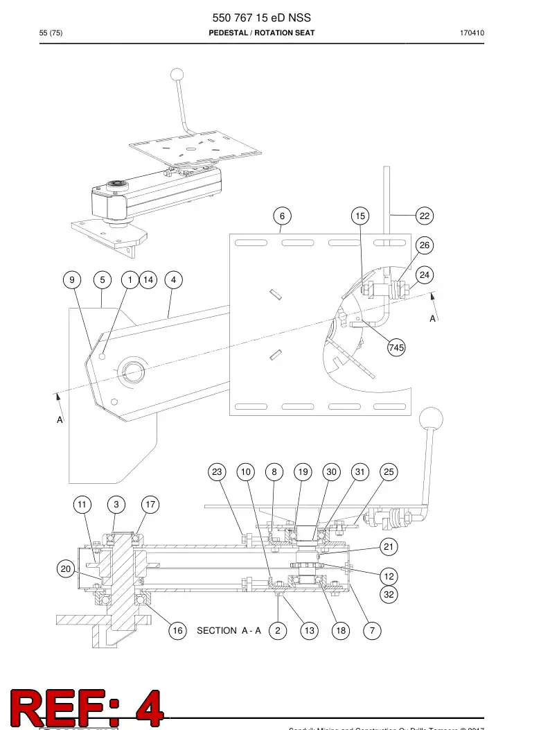 55084114a 550 841 14a Arm - Sandvik Technical Drawing