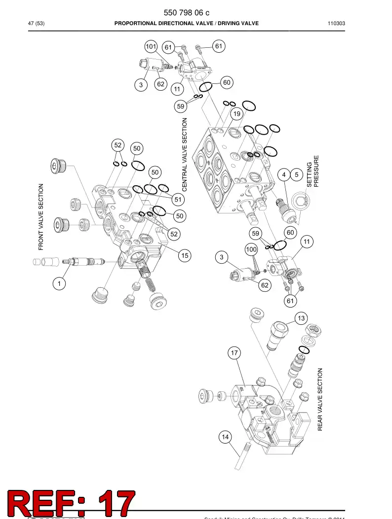 55084208 550 842 08 Valve section - Sandvik Technical Drawing