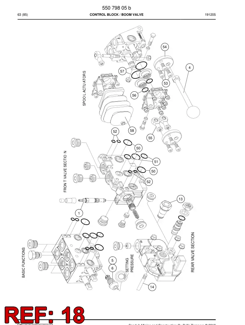 55084209 550 842 09 Valve section - Sandvik Technical Drawing