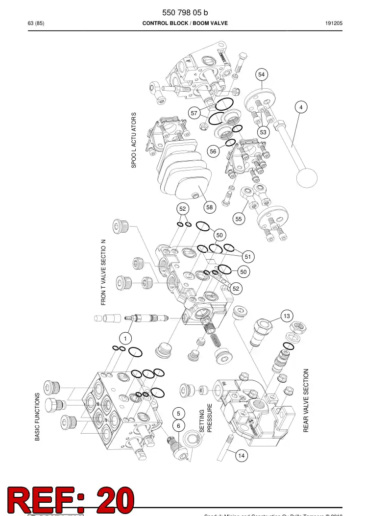 55084211 550 842 11 Valve section - Sandvik Technical Drawing