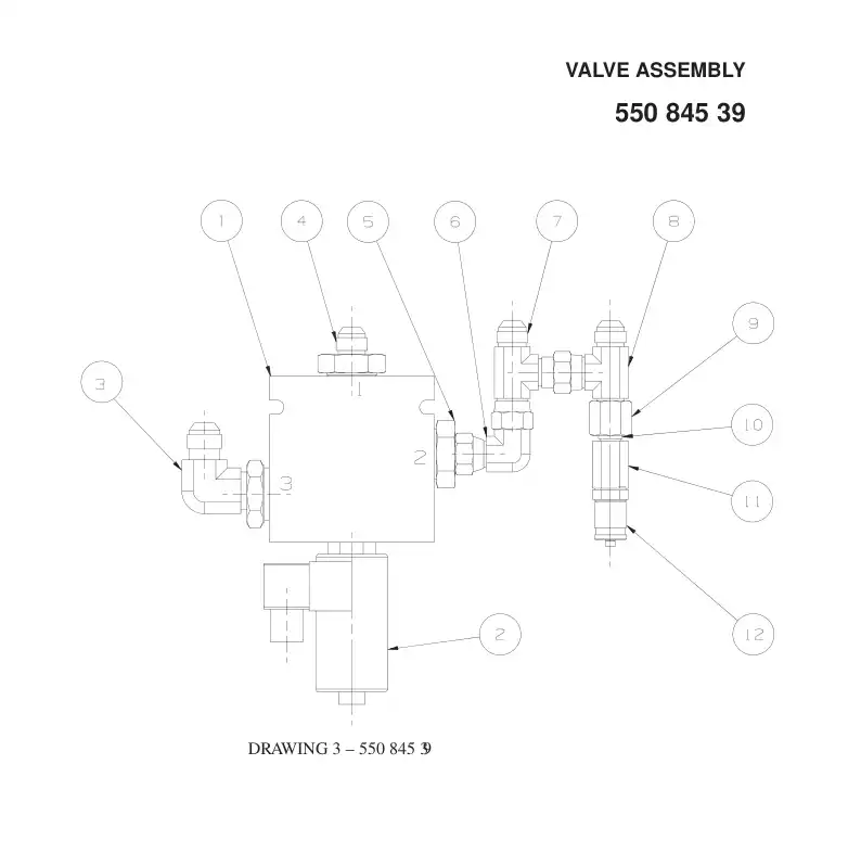 55084539a 550 845 39a VALVE ASSEMBLY - Sandvik Technical Drawing