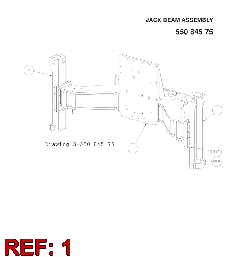 55084576 550 845 76 JACK BEAM - Sandvik Technical Drawing