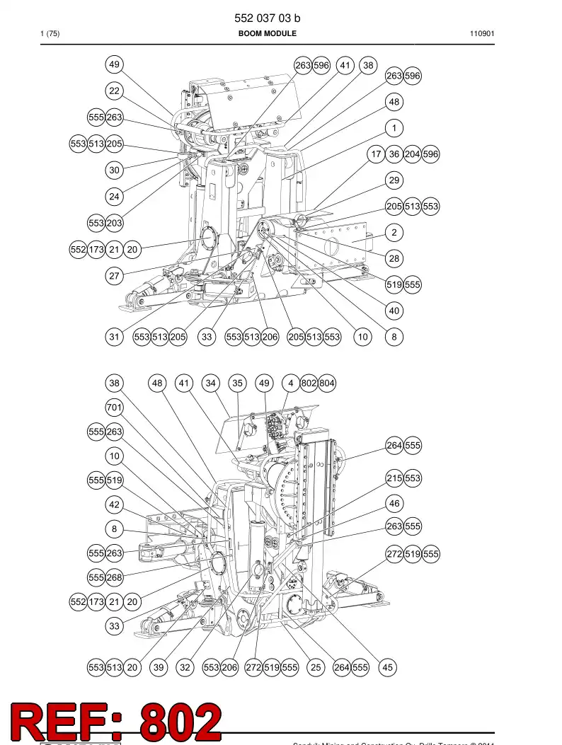 55084654c 550 846 54c Hosing Set - Sandvik Technical Drawing