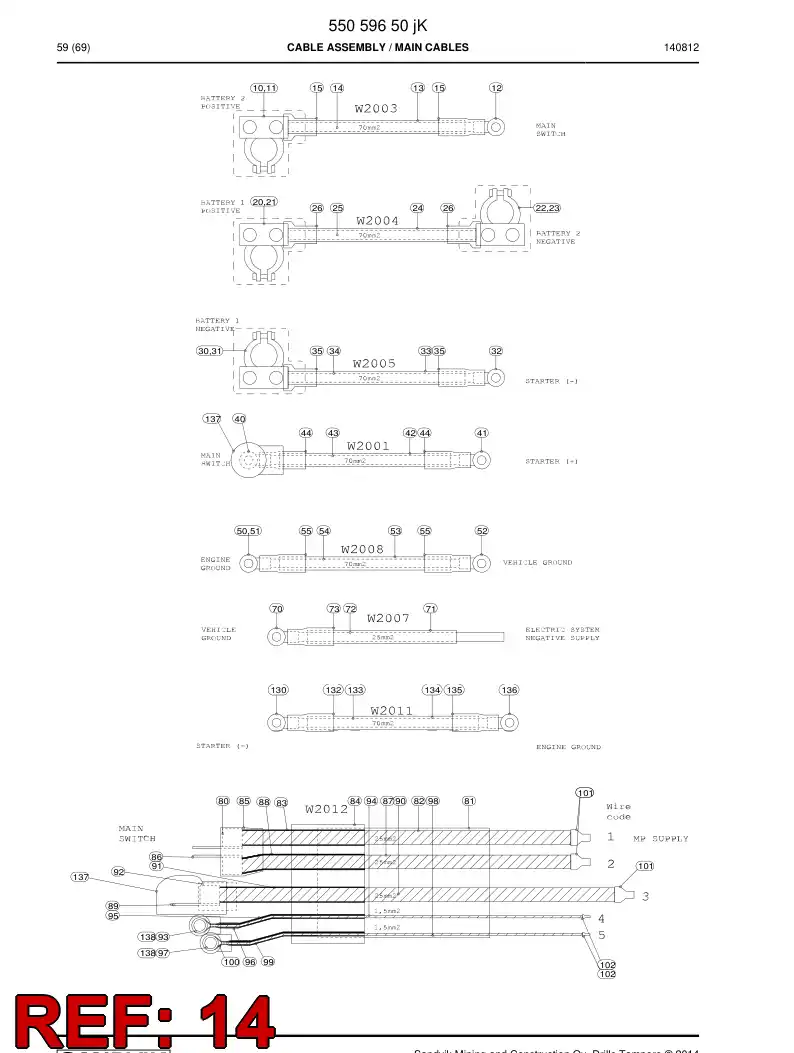 55084819 550 848 19 Wire, Connecting - Sandvik Technical Drawing