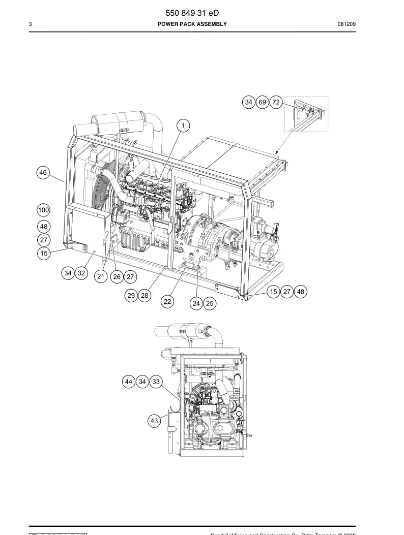 55084931e 550 849 31e POWER PACK ASSEMBLY - Sandvik Technical Drawing