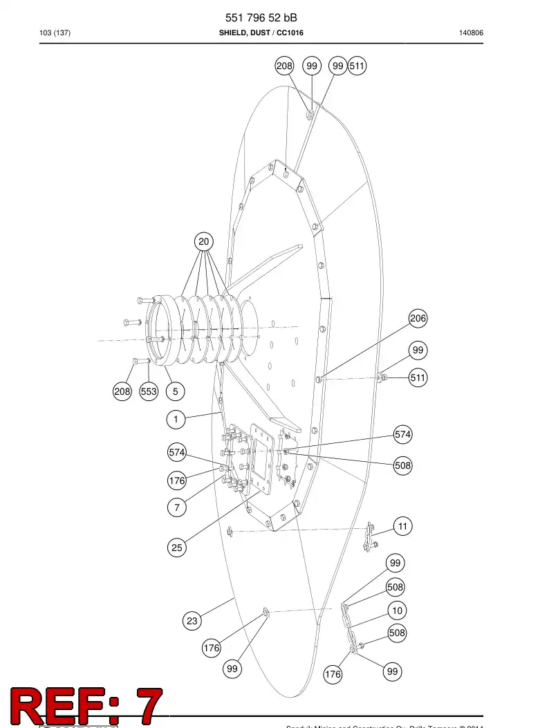 55084962 550 849 62 Flange - Sandvik Technical Drawing