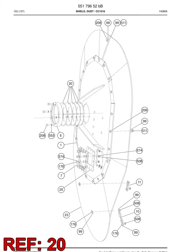 55084968 550 849 68 Plate, Gasket - Sandvik Technical Drawing