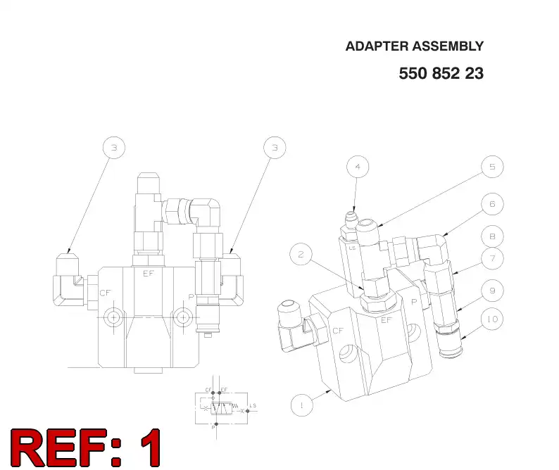 55085201 550 852 01 Valve, Flow Control, Proportional - Sandvik Technical Drawing