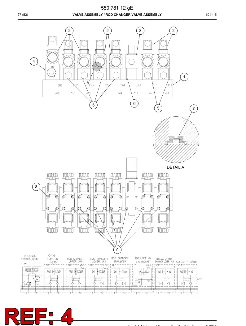 55085381a 550 853 81a Double overcenter valve - Sandvik Technical Drawing