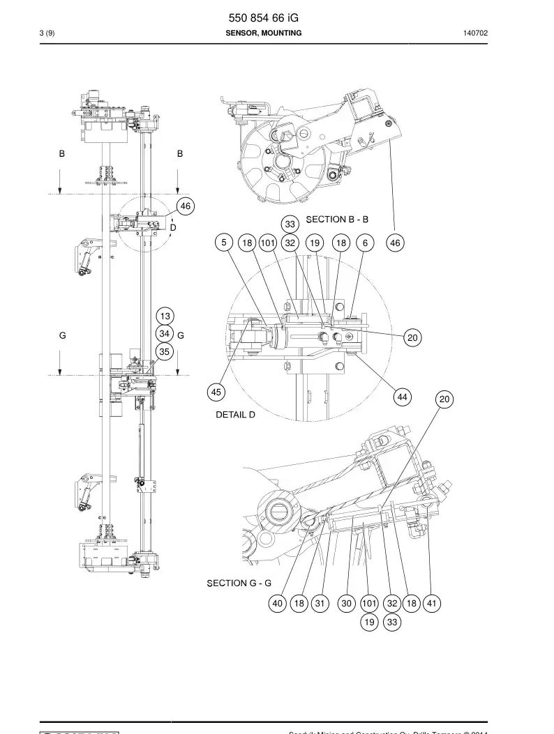 55085466i 550 854 66i Sensor, Mounting - Sandvik Technical Drawing
