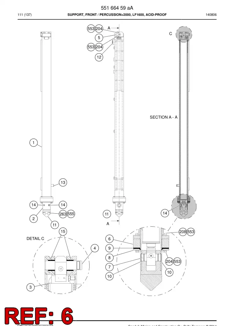 55085476c 550 854 76c Slipper Pad - Sandvik Technical Drawing
