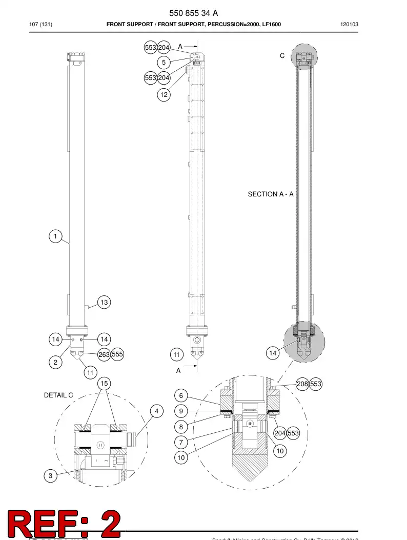 55085528 550 855 28 Inner tube - Sandvik Technical Drawing