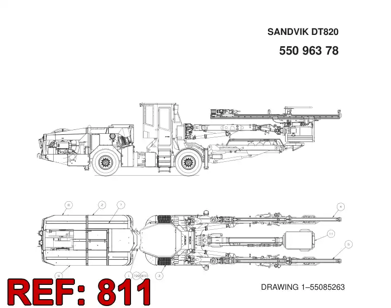 55085536 550 855 36 HOSING, BOOM - Sandvik Technical Drawing