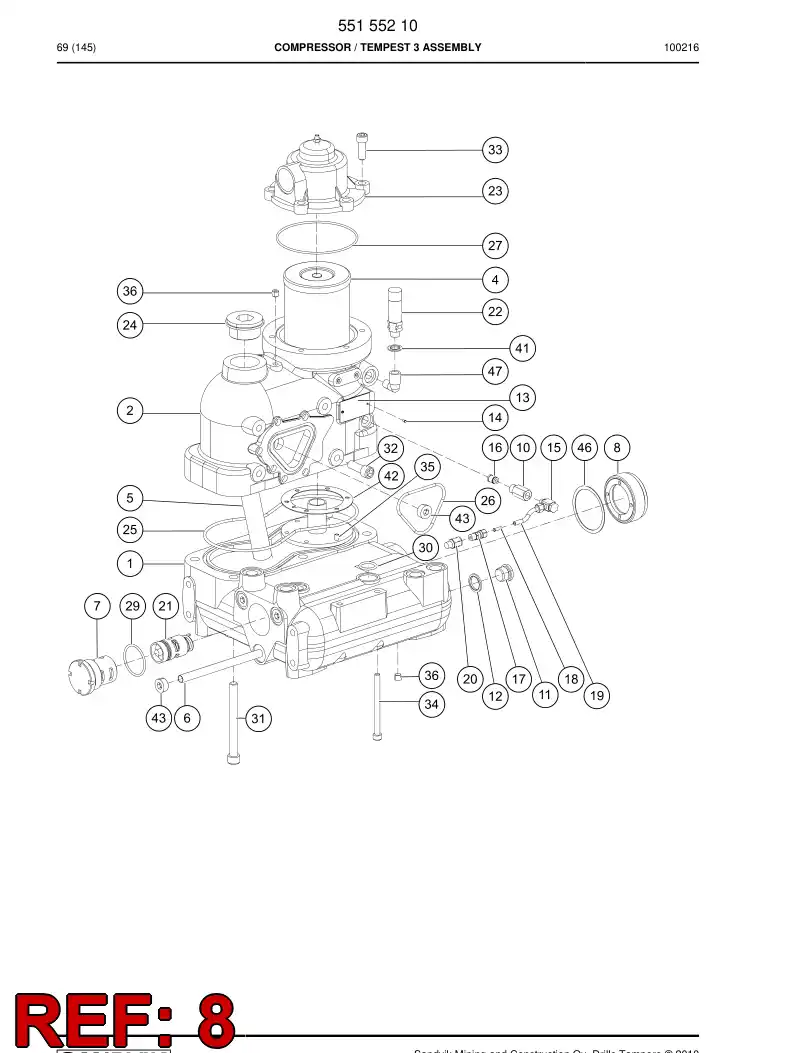 55085596b 550 855 96b Oil glass - Sandvik Technical Drawing