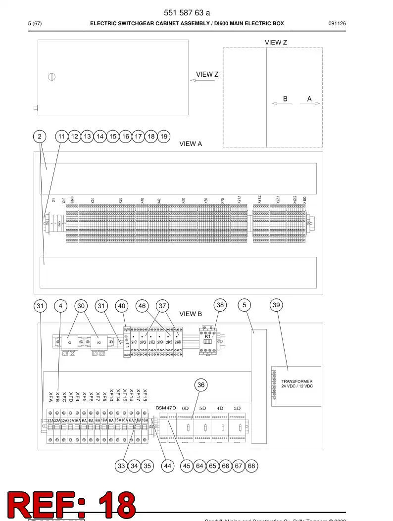 55085660 550 856 60 Terminal strip - Sandvik Technical Drawing