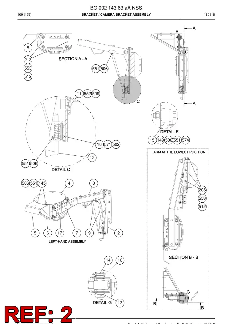 55085691a 550 856 91a Bracket - Sandvik Technical Drawing