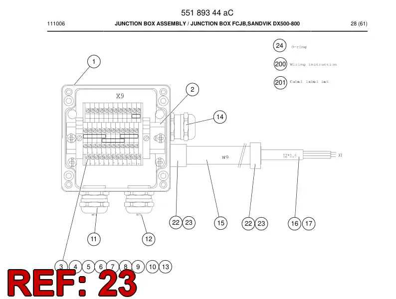 55085694 550 856 94 Seal, Cable - Sandvik Technical Drawing