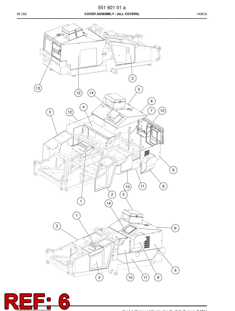 55085762a 550 857 62a Cover Assembly - Sandvik Technical Drawing