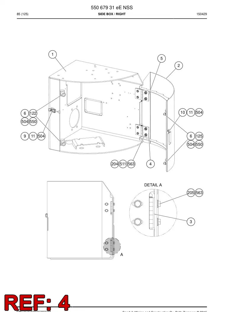 55085893c 550 858 93c Hinge - Sandvik Technical Drawing