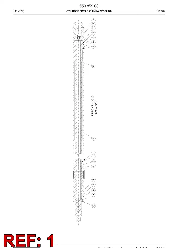 55085917 550 859 17 Tube, Cylinder - Sandvik Technical Drawing