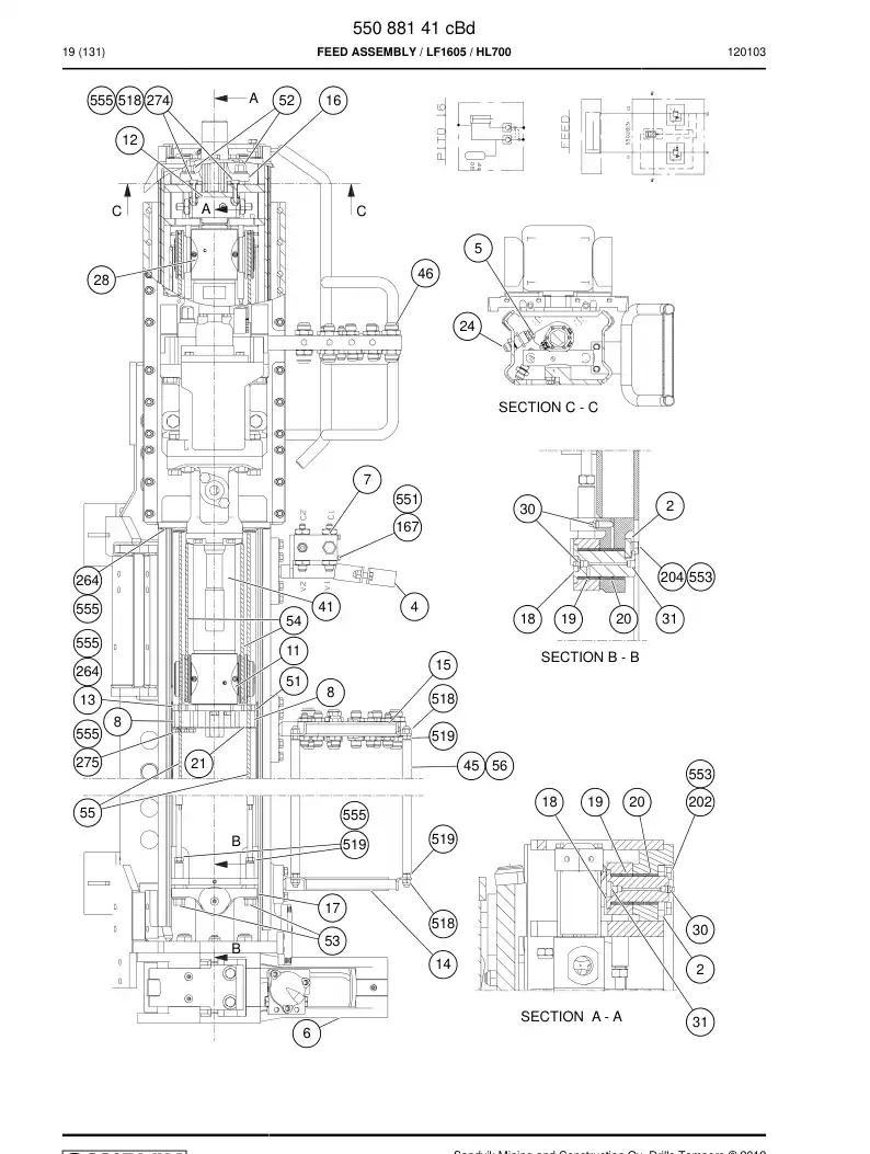 55085998 550 859 98 Guide strip - Sandvik Technical Drawing