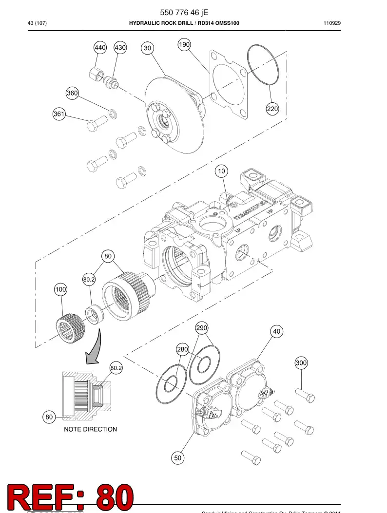 55086239a 550 862 39a Rotation bushing assembly - Sandvik Technical Drawing