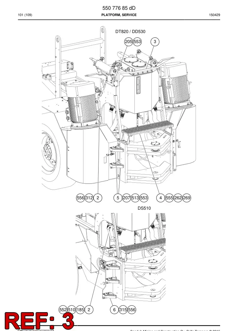 55086378a 550 863 78a Railing - Sandvik Technical Drawing