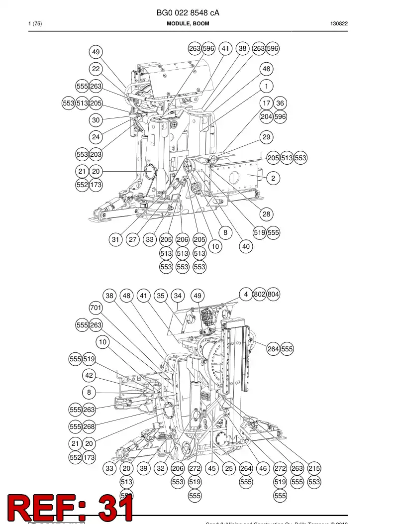 55086704a 550 867 04a Hose Support Assembly - Sandvik Technical Drawing
