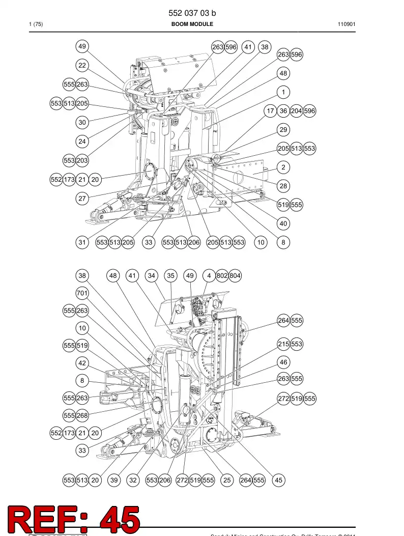 55086707 550 867 07 Support - Sandvik Technical Drawing