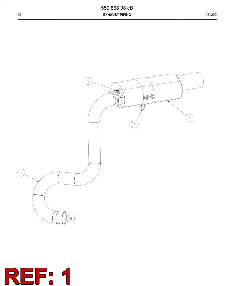 55086904 550 869 04 Exhaust pipe - Sandvik Technical Drawing