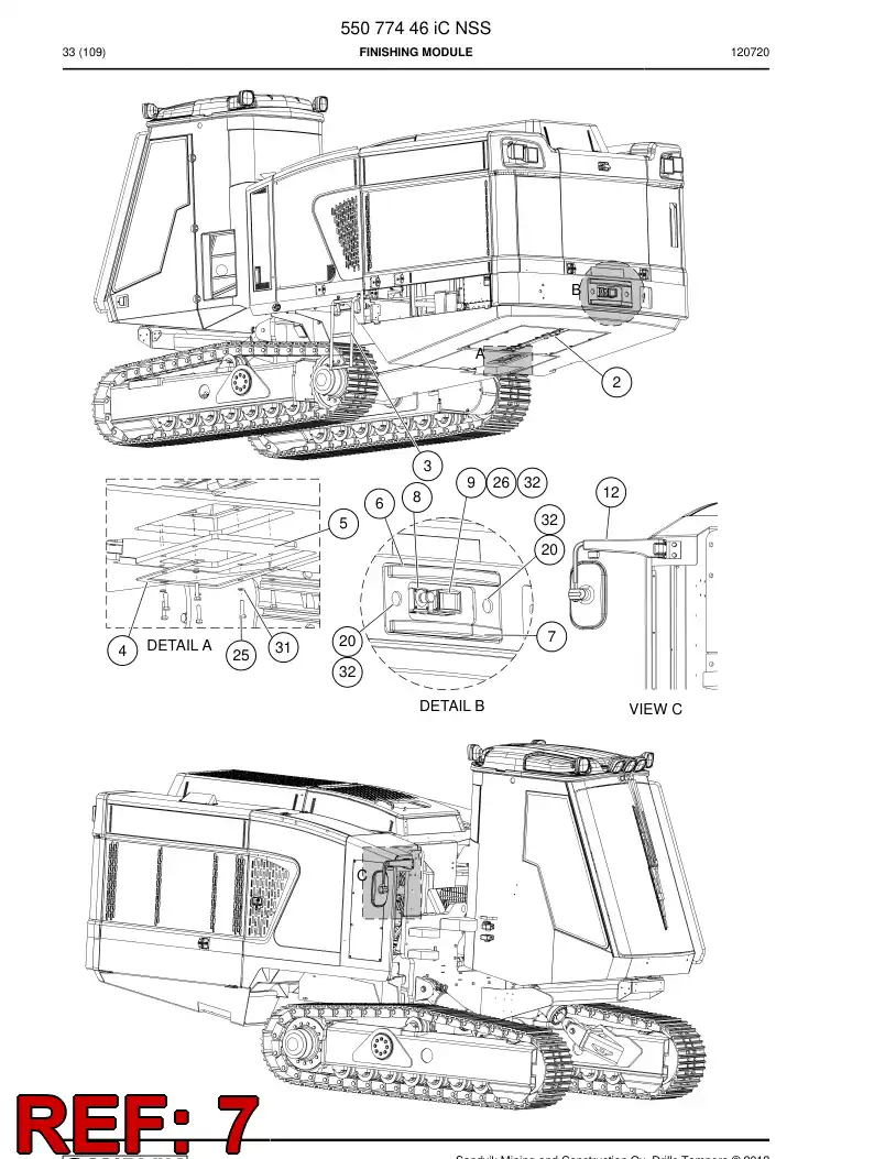 55086925 550 869 25 Roll-over bar - Sandvik Technical Drawing