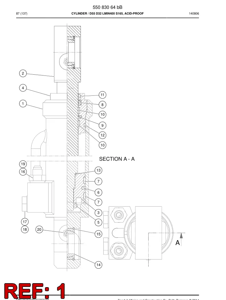 55086933 550 869 33 Tube, Cylinder - Sandvik Technical Drawing