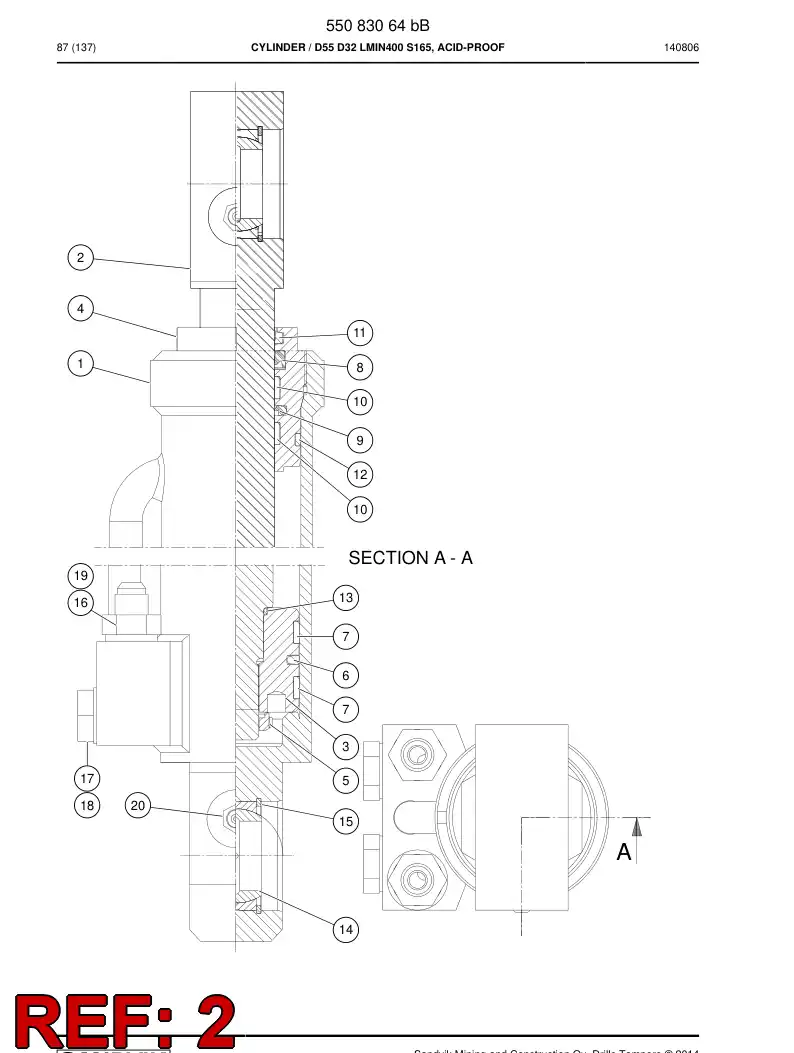 55086946 550 869 46 PISTON ROD - Sandvik Technical Drawing
