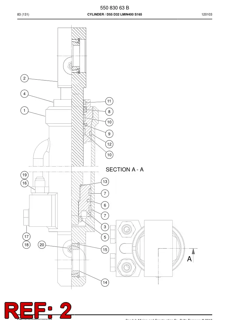 55086978 550 869 78 PISTON rod - Sandvik Technical Drawing