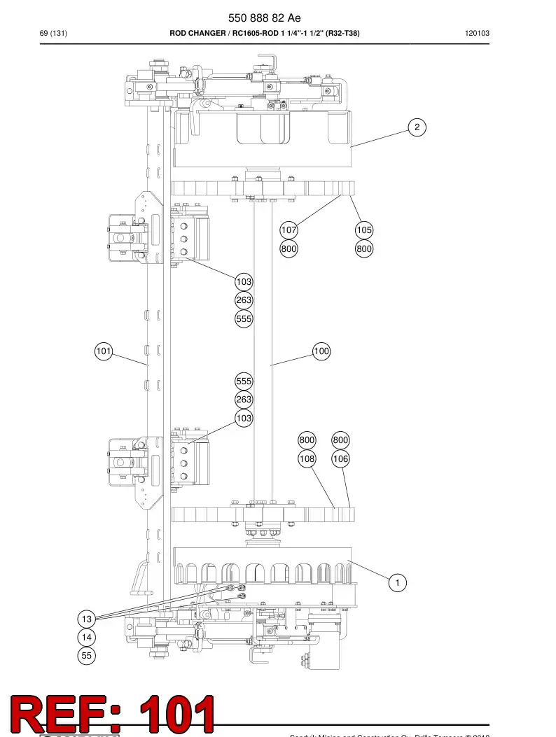 55087017 550 870 17 Swing shaft - Sandvik Technical Drawing