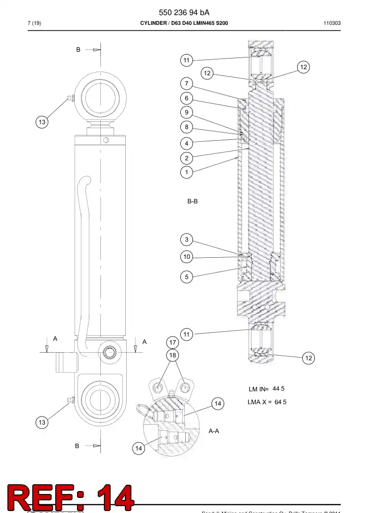 55087050a 550 870 50a Valve, Over Center - Sandvik Technical Drawing